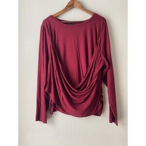 Eloquii Burgundy Long Sleeve Faux Wrap Blouse Womens Size 26/28 Jersey Knit